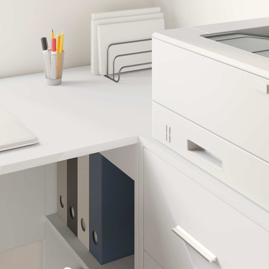 Corner Desk with Drawer with Shelf White 102 x 88 x 75 cm