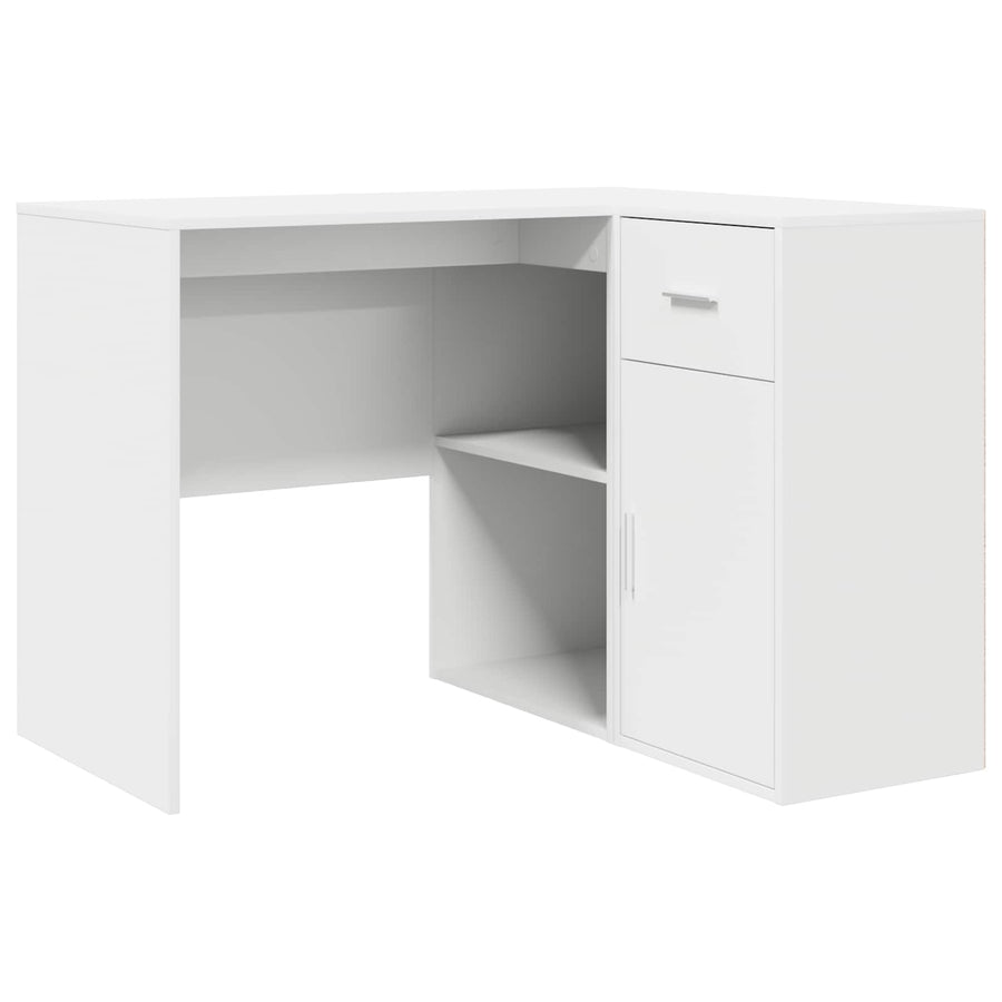 Corner Desk with Drawer with Shelf White 102 x 88 x 75 cm