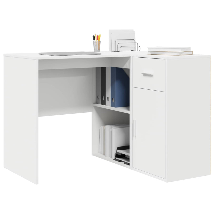 Corner Desk with Drawer with Shelf White 102 x 88 x 75 cm