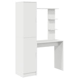 Desk with Storage with Shelf 2 pcs White Engineered wood - Front View