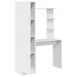 Desk with Storage with Shelf 2 pcs White Engineered wood - Close-Up Angle