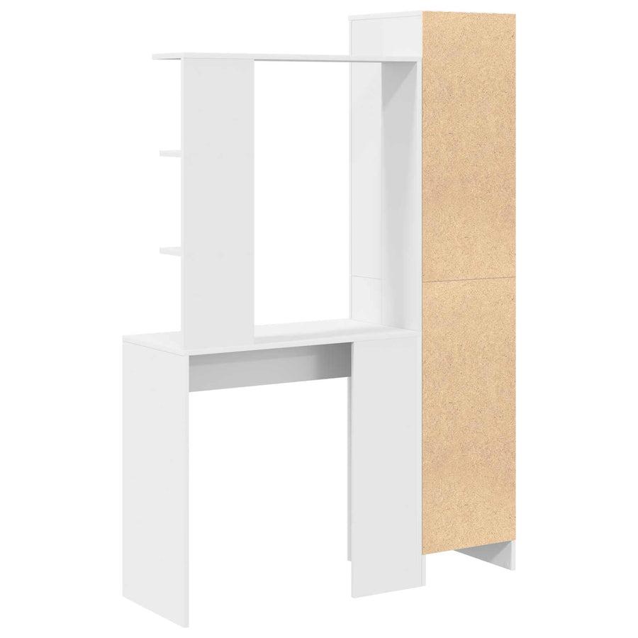 Desk with Shelf with Storage with Door 2 pcs White