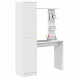Desk with Storage with Shelf 2 pcs White Engineered wood - Side View