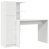 Desk with Storage with Shelf 2 pcs White Engineered wood - Front View