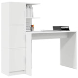 Desk with Storage with Shelf 2 pcs White Engineered wood - Side View