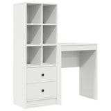 Desk with Drawer with Shelf with Storage 2 pcs White - Front View