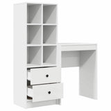 Desk with Storage with Drawer 2 pcs White Engineered wood - Close-Up Angle