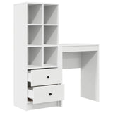 Desk with Drawer with Shelf with Storage 2 pcs White - Close-Up Angle