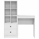 Desk with Storage with Drawer 2 pcs White Engineered wood - Low Angle