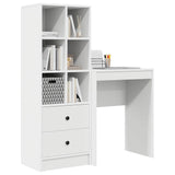 Desk with Storage with Drawer 2 pcs White Engineered wood - Side View