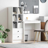 Desk with Storage with Drawer 2 pcs White Engineered wood