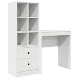 Desk with Storage with Drawer 2 pcs White Engineered wood - Front View