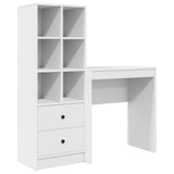 Desk with Drawer with Shelf with Storage 2 pcs White - Front View