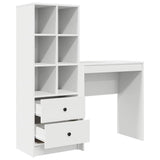 Desk with Storage with Drawer 2 pcs White Engineered wood - Close-Up Angle