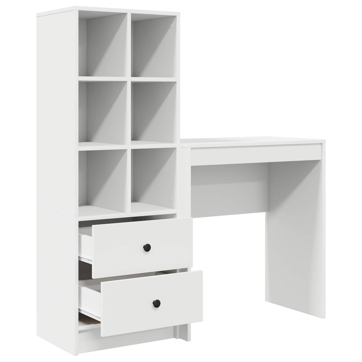 Desk with Drawer with Shelf with Storage 2 pcs White