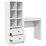 Desk with Drawer with Shelf with Storage 2 pcs White