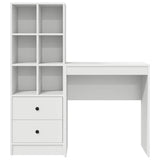 Desk with Storage with Drawer 2 pcs White Engineered wood - Low Angle