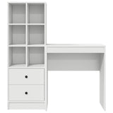 Desk with Drawer with Shelf with Storage 2 pcs White