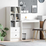 Desk with Storage with Drawer 2 pcs White Engineered wood