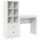 Desk with Drawer with Shelf with Storage 2 pcs White