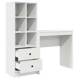 Desk with Drawer with Shelf with Storage 2 pcs White - Close-Up Angle