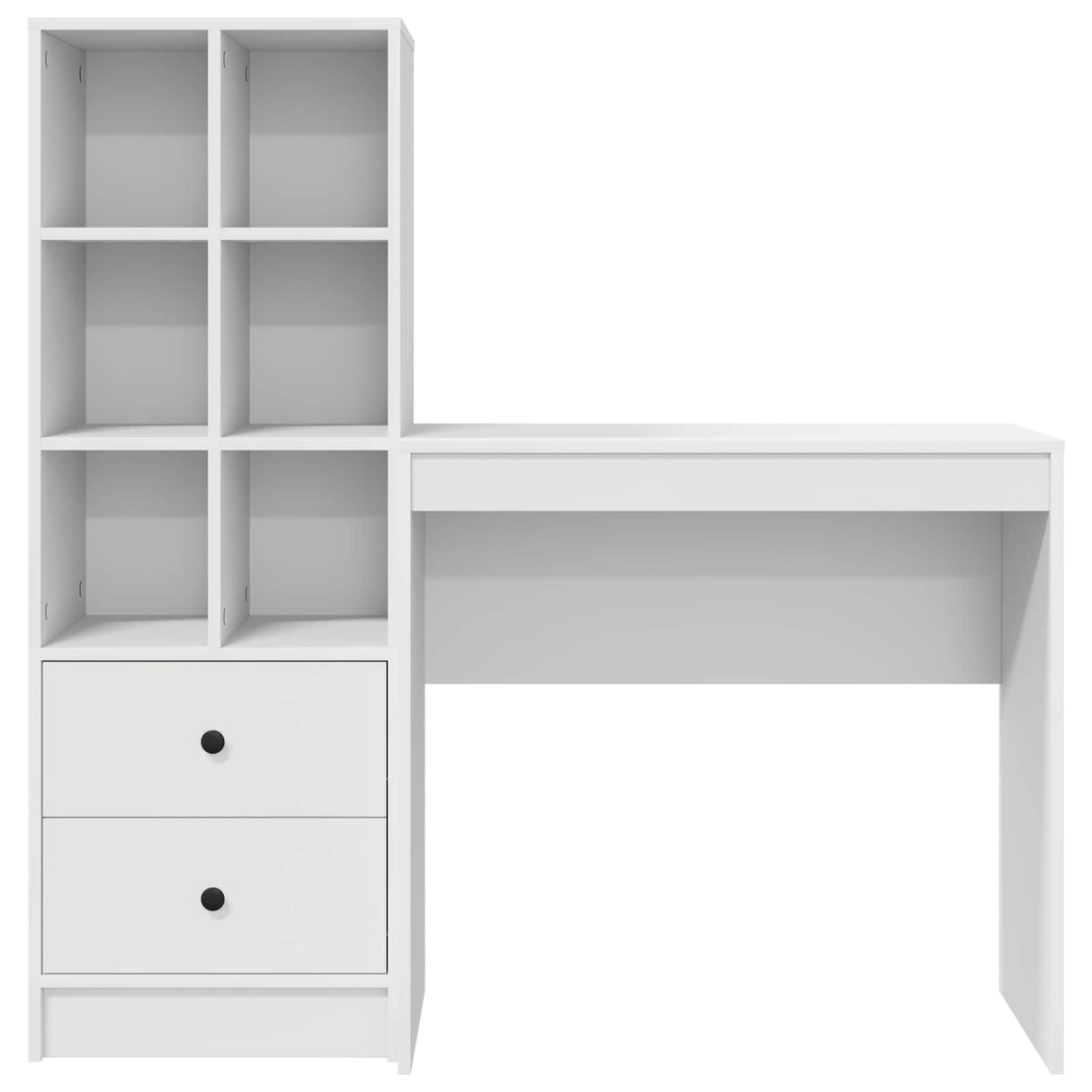 Desk with Drawer with Shelf with Storage 2 pcs White