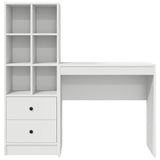 Desk with Drawer with Shelf with Storage 2 pcs White