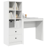 Desk with Drawer with Shelf with Storage 2 pcs White - Side View
