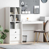 Desk with Storage with Drawer 2 pcs White Engineered wood