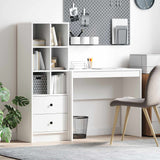 Desk with Drawer with Shelf with Storage 2 pcs White