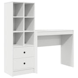 Desk with Storage with Drawer 2 pcs White Engineered wood - Front View