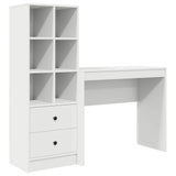 Desk with Drawer with Shelf with Storage 2 pcs White