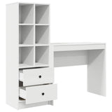 Desk with Storage with Drawer 2 pcs White Engineered wood - Close-Up Angle