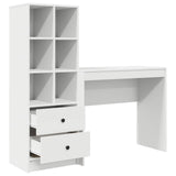 Desk with Drawer with Shelf with Storage 2 pcs White