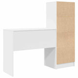 Desk with Storage with Drawer 2 pcs White Engineered wood - Extra Image