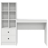 Desk with Storage with Drawer 2 pcs White Engineered wood - Low Angle