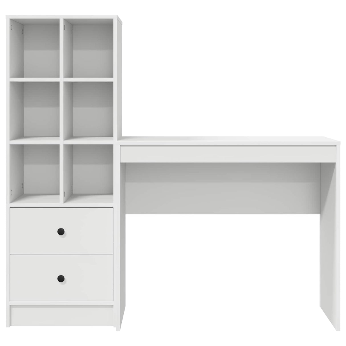 Desk with Drawer with Shelf with Storage 2 pcs White