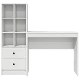Desk with Drawer with Shelf with Storage 2 pcs White