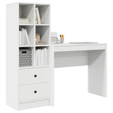 Desk with Storage with Drawer 2 pcs White Engineered wood - Side View