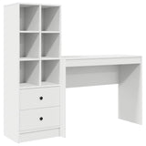 Desk with Storage with Drawer 2 pcs White Engineered wood - Front View