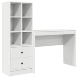 Desk with Drawer with Shelf with Storage 2 pcs White
