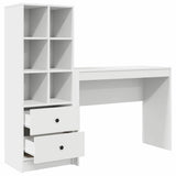 Desk with Storage with Drawer 2 pcs White Engineered wood - Close-Up Angle
