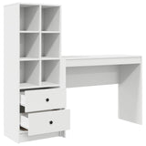 Desk with Drawer with Shelf with Storage 2 pcs White - Close-Up Angle
