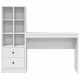 Desk with Storage with Drawer 2 pcs White Engineered wood - Low Angle