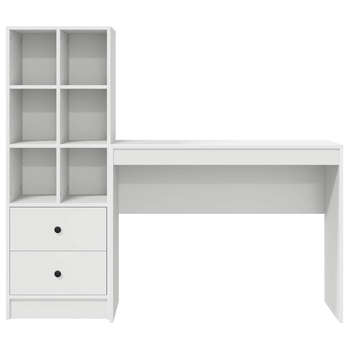 Desk with Drawer with Shelf with Storage 2 pcs White