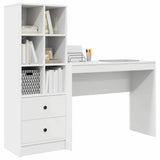 Desk with Storage with Drawer 2 pcs White Engineered wood - Side View
