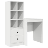Desk with Storage with Drawer 2 pcs White Engineered wood - Front View