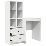 Desk with Storage with Drawer 2 pcs White Engineered wood - Close-Up Angle