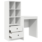 Desk with Drawer with Shelf with Storage 2 pcs White - Close-Up Angle