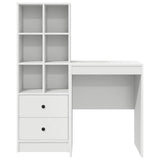 Desk with Storage with Drawer 2 pcs White Engineered wood - Low Angle